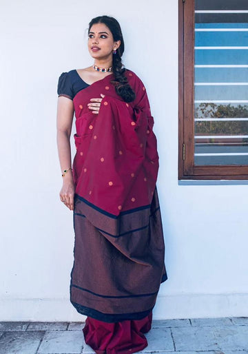 CaraCola Women's Banarasi Style Pure Kanjivaram Silk Jacquard Kanchipuram Pattu Saree With Un-Stiched Blouse…